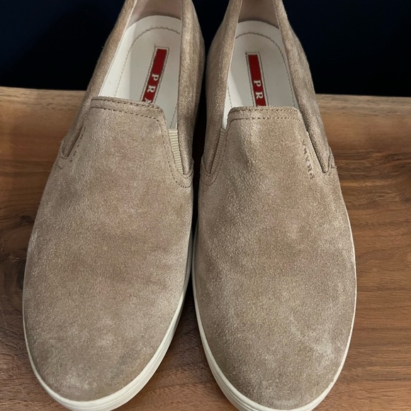 Prada Women’s Cream Suede Slip-On Shoes - Picture 1 of 5